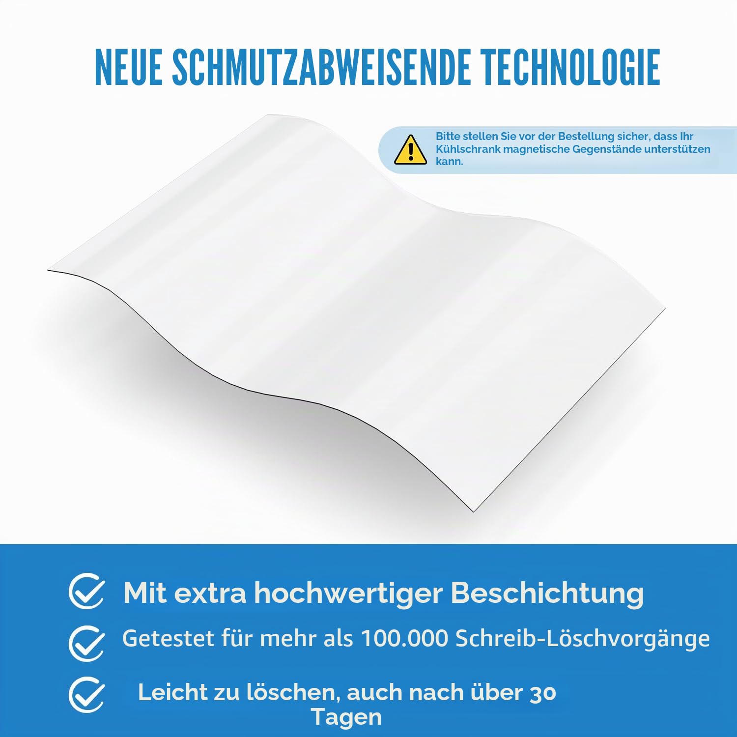 Whiteboard magnetisches Trockenlöschbrett selbstklebend A4, geeignet für Einkaufsliste von Haushaltsküchenkühlschrank und Büronadelbrett (12x 8 Zoll)