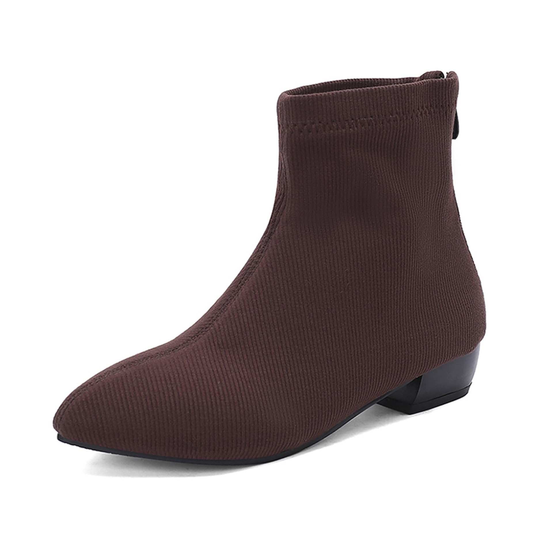 Lizoleor Pointed Toe Block Heel Back Zipper Women Ankle Boots