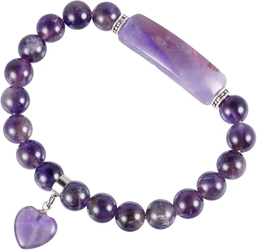 Miniatura 4 de TUMBEELLUWA Paquete de 2 pulseras de piedra curativa de 0.315 in, cuentas de chakras, cristal de energía, corazón, pulsera hecha a mano para mujer,