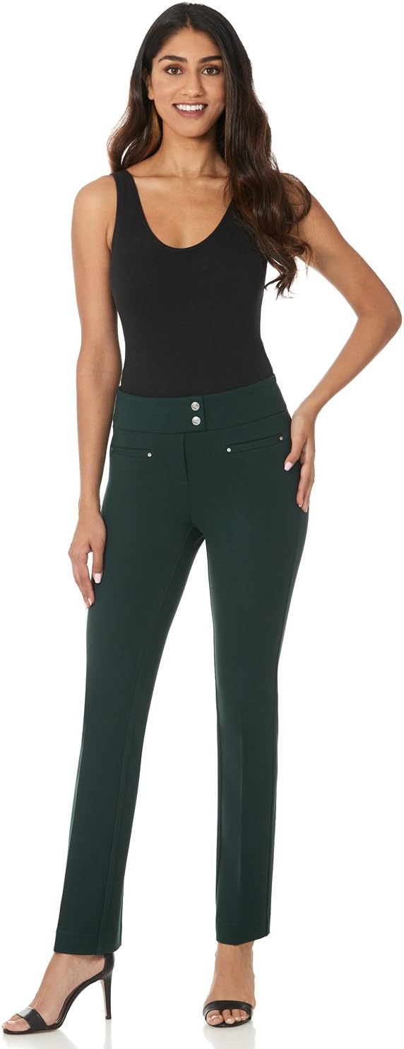 Rekucci Women's Secret Figure Pull-On Knit Straight Pant w/Tummy Control