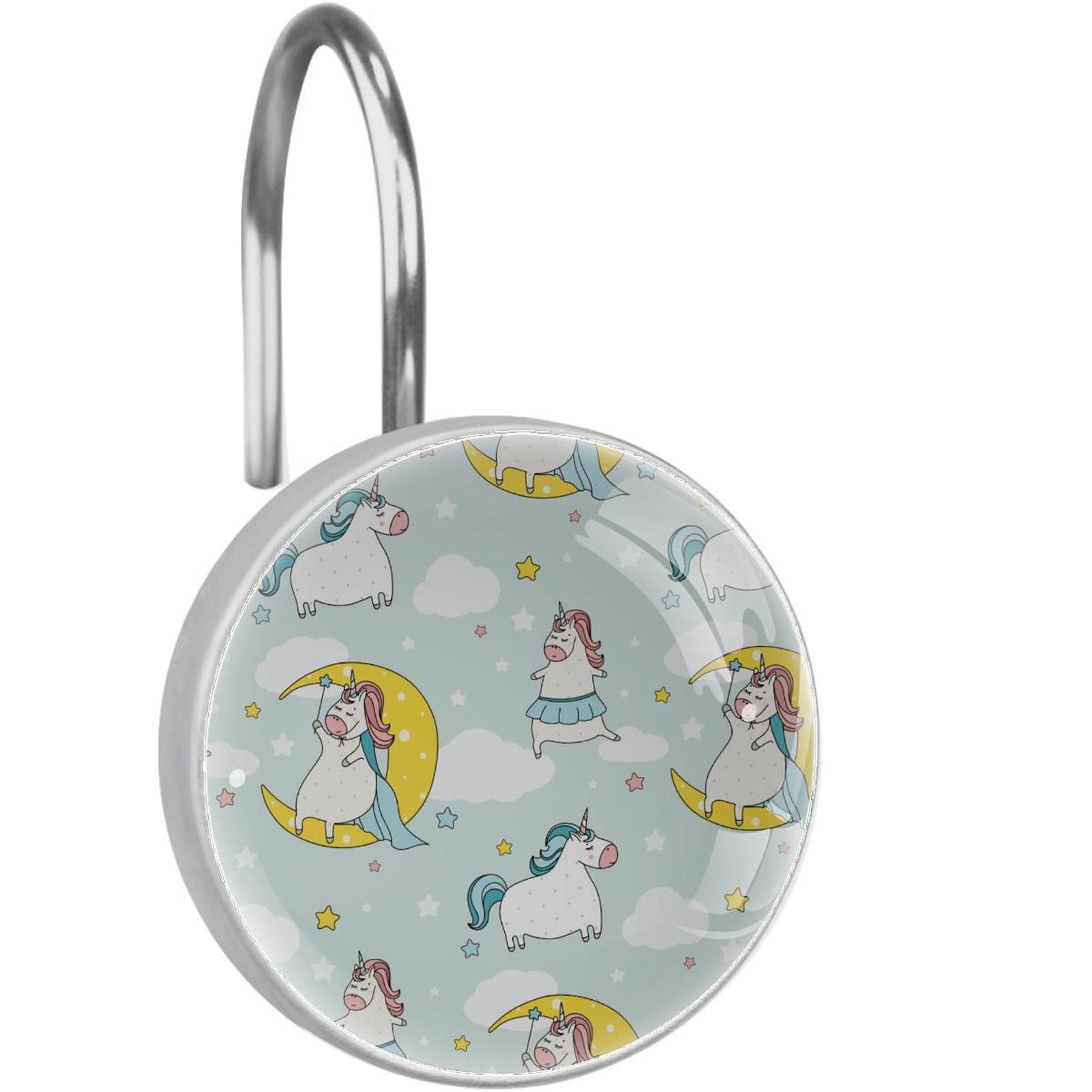 Crochets pour rideau de douche lune et cheval en acier inoxydable x12