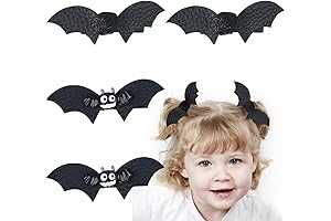 Halloween Hair Clips for Girls, 4PCS Bat Hair Bow Clips for Kids...