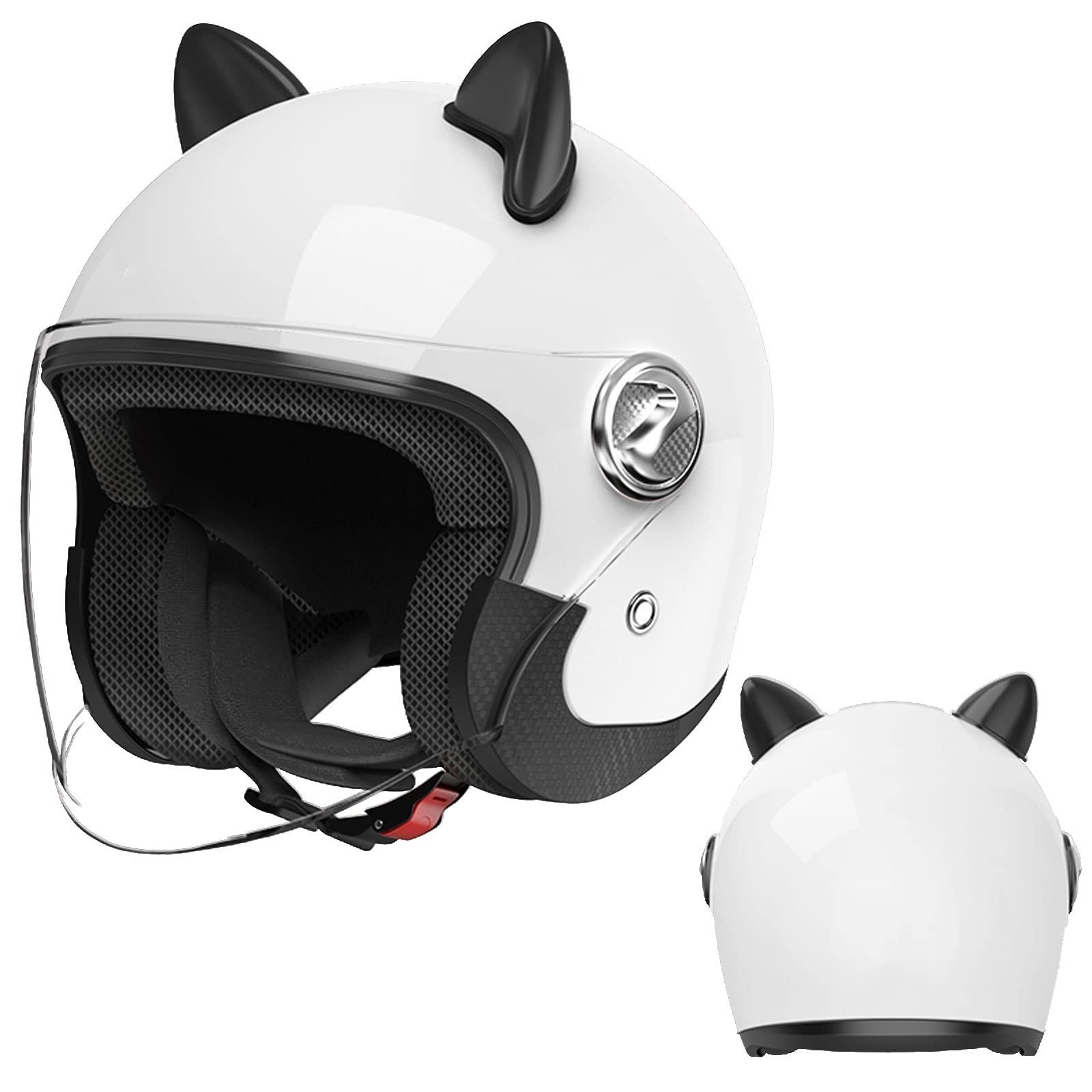 Unisex-Dorosły Motocykl 3/4 Kaski otwartej twarzy Lekki motocykl Jet półkask z wizją przeciwsłoneczną DOT Zatwierdzony retro skuter Jet Kask dla Cruiser Touring ATV (Color : S, Size : 54-64cm)