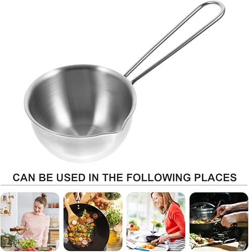 Miniatura 3 de NAMOARLY Pour Oil Olla pequeña cacerola de acero inoxidable cacerola pequeña olla de acero inoxidable olla mini estufa degustación platos cuchara de