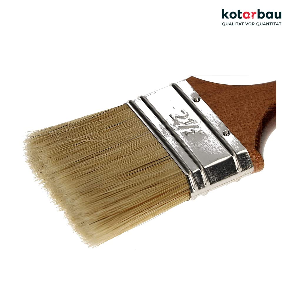 KOTARBAU®, set di 10 pennelli piatti da 2,5", lunghezza setole 63 mm, per verniciatura, pittura, legno, verniciato, per lavori di ristrutturazione