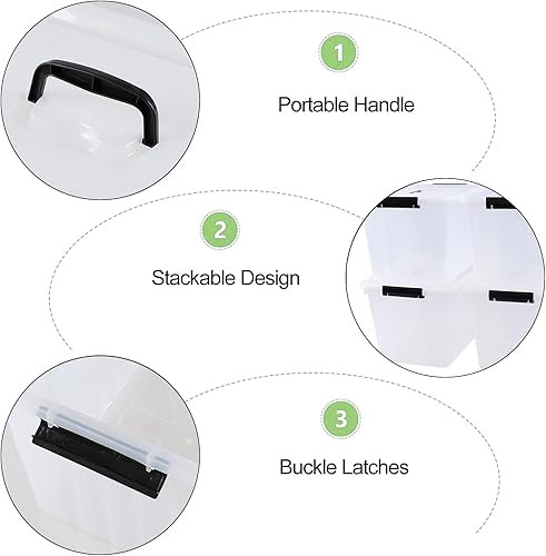 Miniatura 10 de Paquete de 4 cajas de almacenamiento de plástico de 30 L, contenedores grandes con tapas