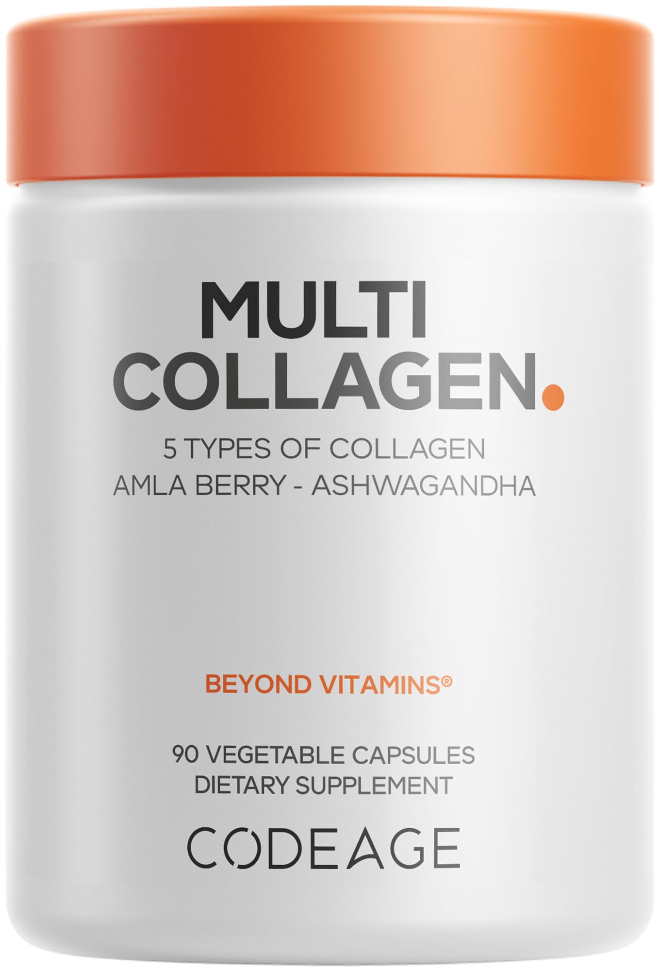 Codeage Multi Collagen Peptides Protein Capsules, 5 Collagen Types, Grass-Fed & Hydrolyzed Bovine Collagen Pills Supplement, Ashwagandha, Amla Berry Vitamins, Collagen Peptides - 90 Capsules 90 Count (Pack of 1)