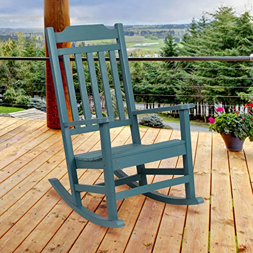 Image of Flash Furniture Winston All-Weather Poly Resin Rocking Chair in Teal