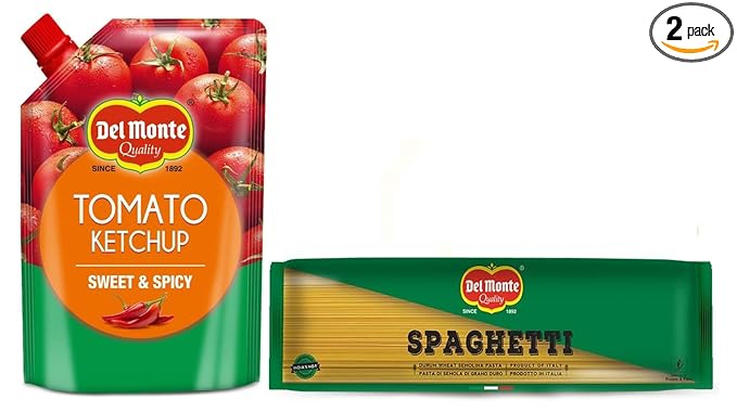 Del Monte Spaghetti Pasta (Imported), 500g & Del Monte Tomato Ketchup Sweet and Spicy Pouch, 950 g