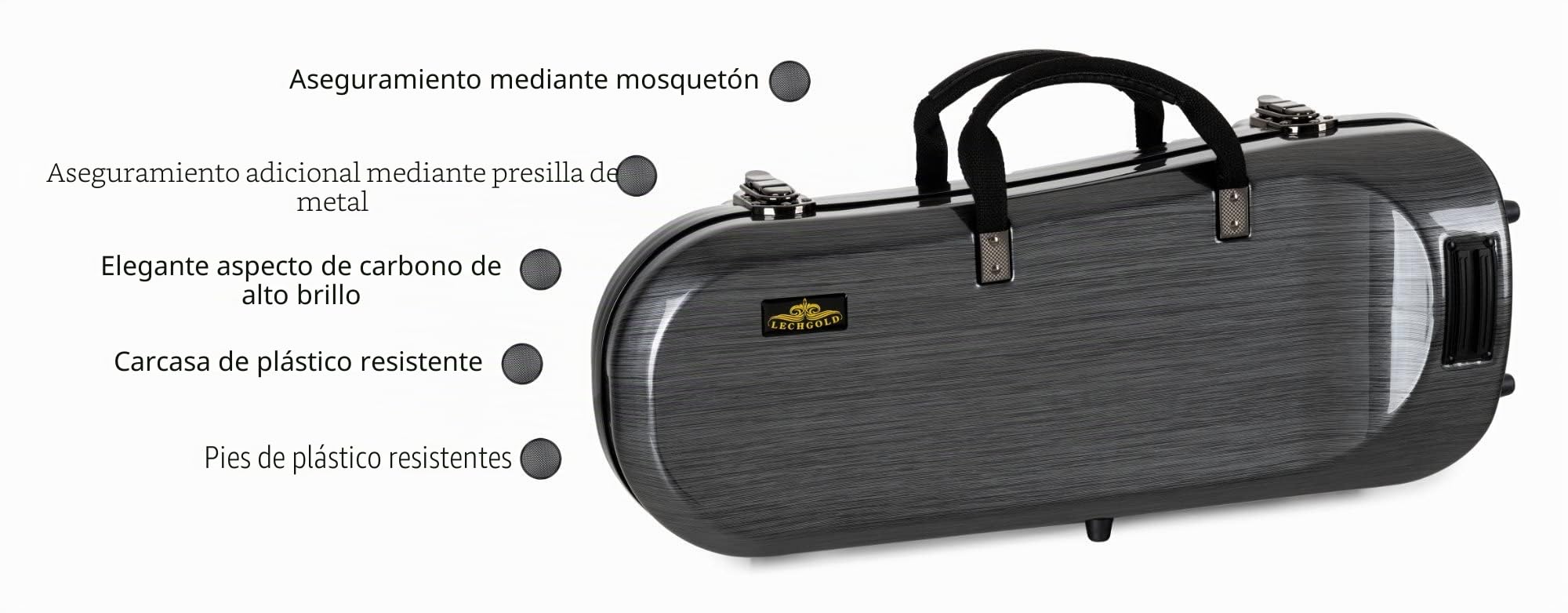 Maletín Deluxe Lechgold para Trompeta, Carcasa de plástico resistente | Maletín para instrumento Lechgold "Deluxe" para trompeta, Apto para trompetas Bb con válvulas Perinet, Peso: 2, 1 kg