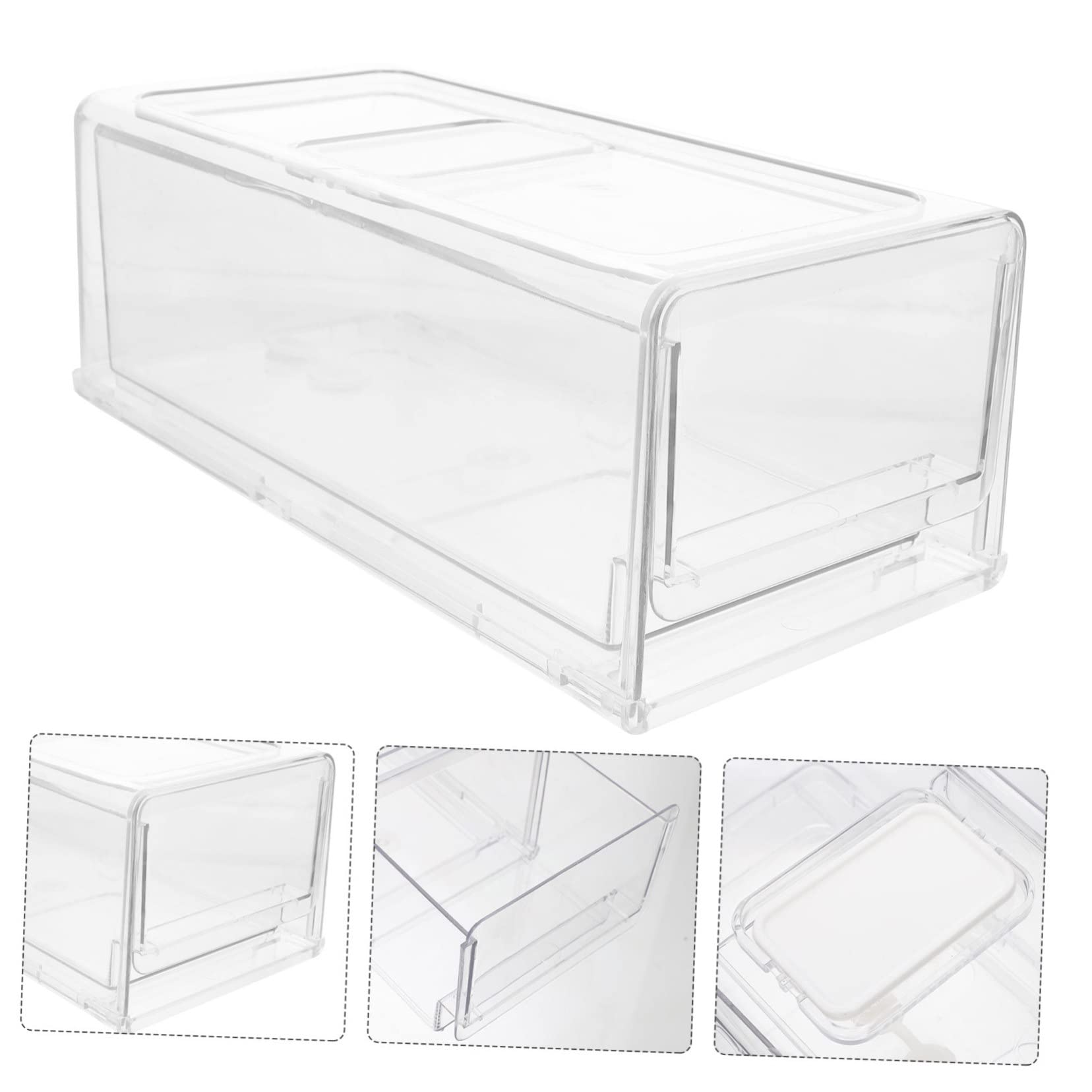 POPETPOP Organizer Per Frigorifero Trasparente Contenitore Per Alimenti Con Cassetto Estraibile Scatola Di Stoccaggio Per Frutta e Verdura Organizer Impilabile Per Cucina e Congelatore