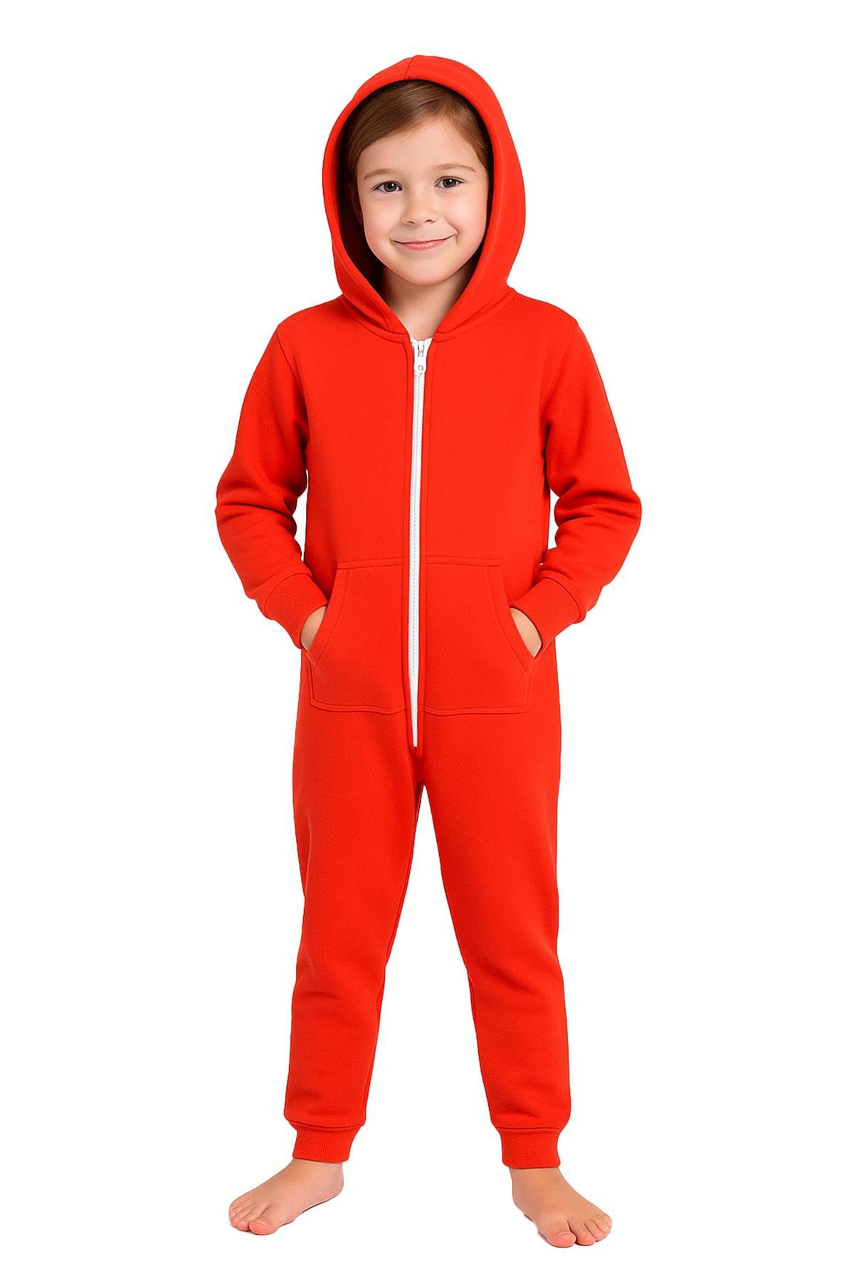 A2zkids (13 Years, Neon ) Girls Boys Onesie Super Soft Pyjamas Jumpsuit Orange