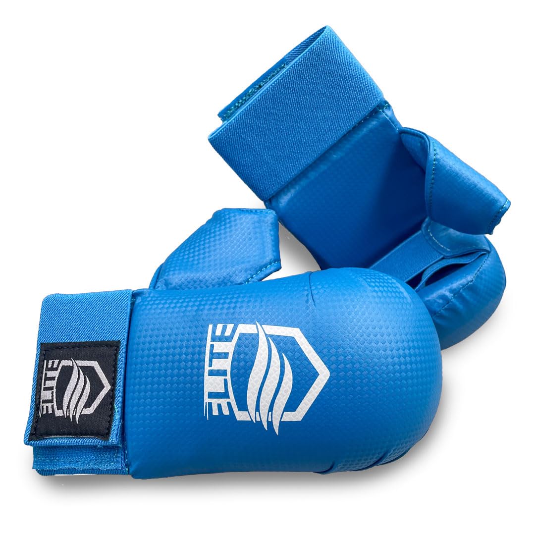 Elite Combat Gear - Sparing Karate Gloves with Thumb Protection (Red & Blue) (Blue, M)