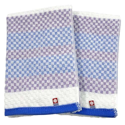 今治(Imabari) プックリー ドット柄 フェイスタオル パープル 32×75cm 2枚セット