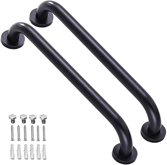 2 Pack 16 Inch Matte Black Shower Grab Bar,ZUEXT Stainless