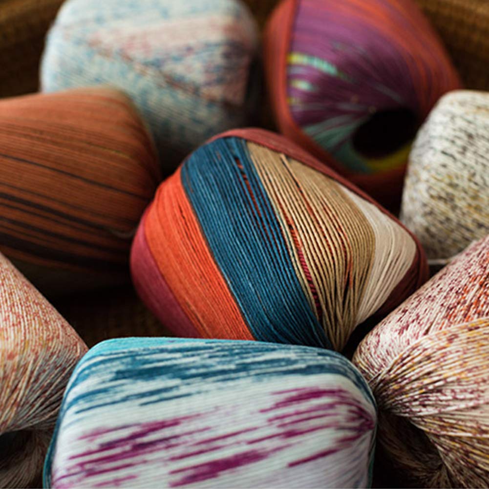 300G Segment Gefärbtes Spitze Garn-Bällen für Häkeln und Stricken Kleider Kleidung Tücher Halsbänder Taschen Puppen Hüte, Regenbogen,C