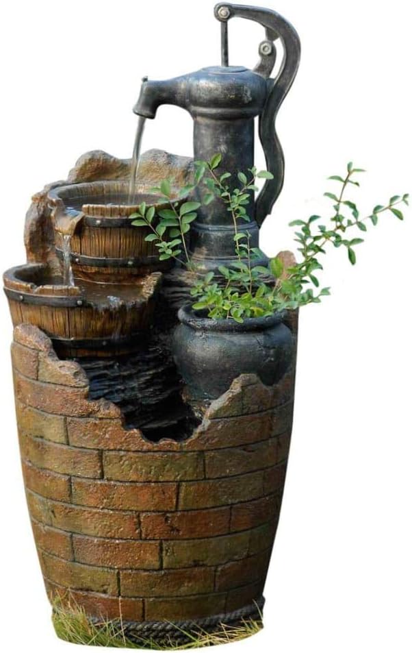 Jeco Glenville Water Pump Cascading Outdoor Fountain