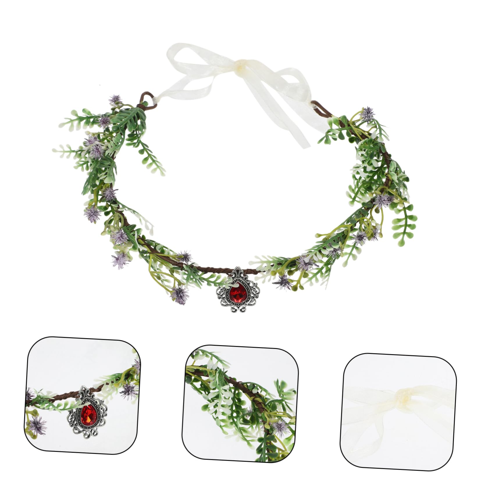 VICASKY 4 Pezzi Decorativa per Fascia Sposa con Fiori Artigianali e Accessorio per Matrimonio Cerchietto per Ragazze e Feste