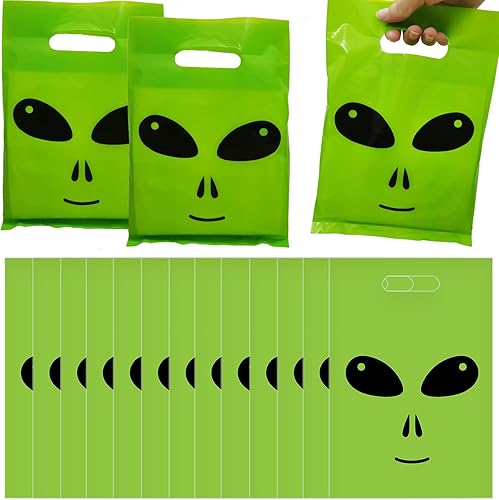 50 bolsas de plástico verdes para decoración de fiestas de alienígenas  Divertidas bolsas de plástico para decoración de fiesta de cumpleaños de