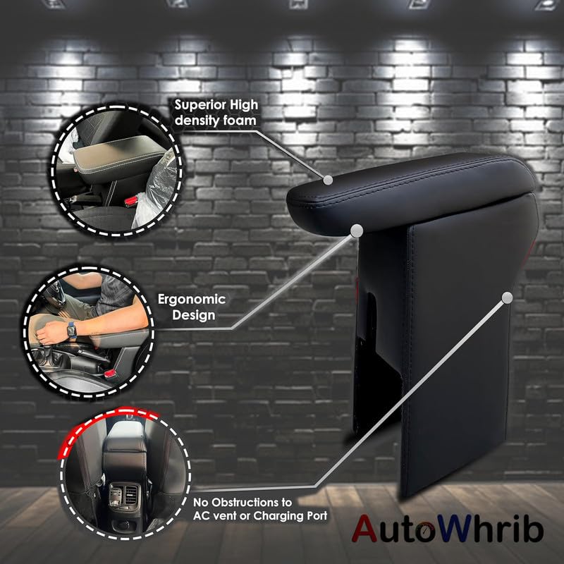 Image of Car Arm Rest For Fronx Armrest with Storage Box & Soft Cushion Pad, Luxury Arm Rest, Black Colour
