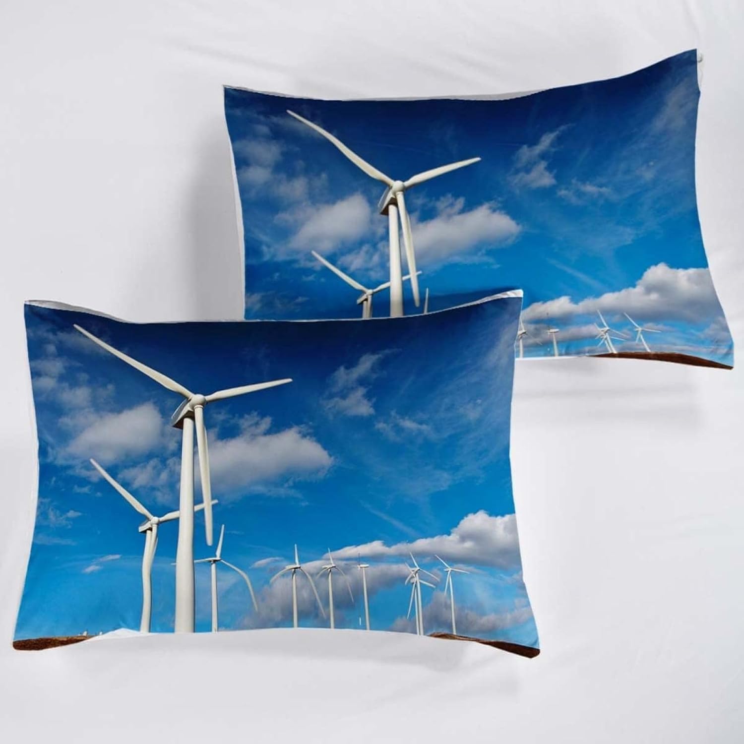 Funda Nordica Cama 135/150 Aerogenerador 3D Microfibra Suave Ropa de Cama Molino de Viento Eléctrico 3 Pezzi Include 1 Fundas de Edredón 220x240 cm 2 Fundas de Almohada 50x75cm e.2146