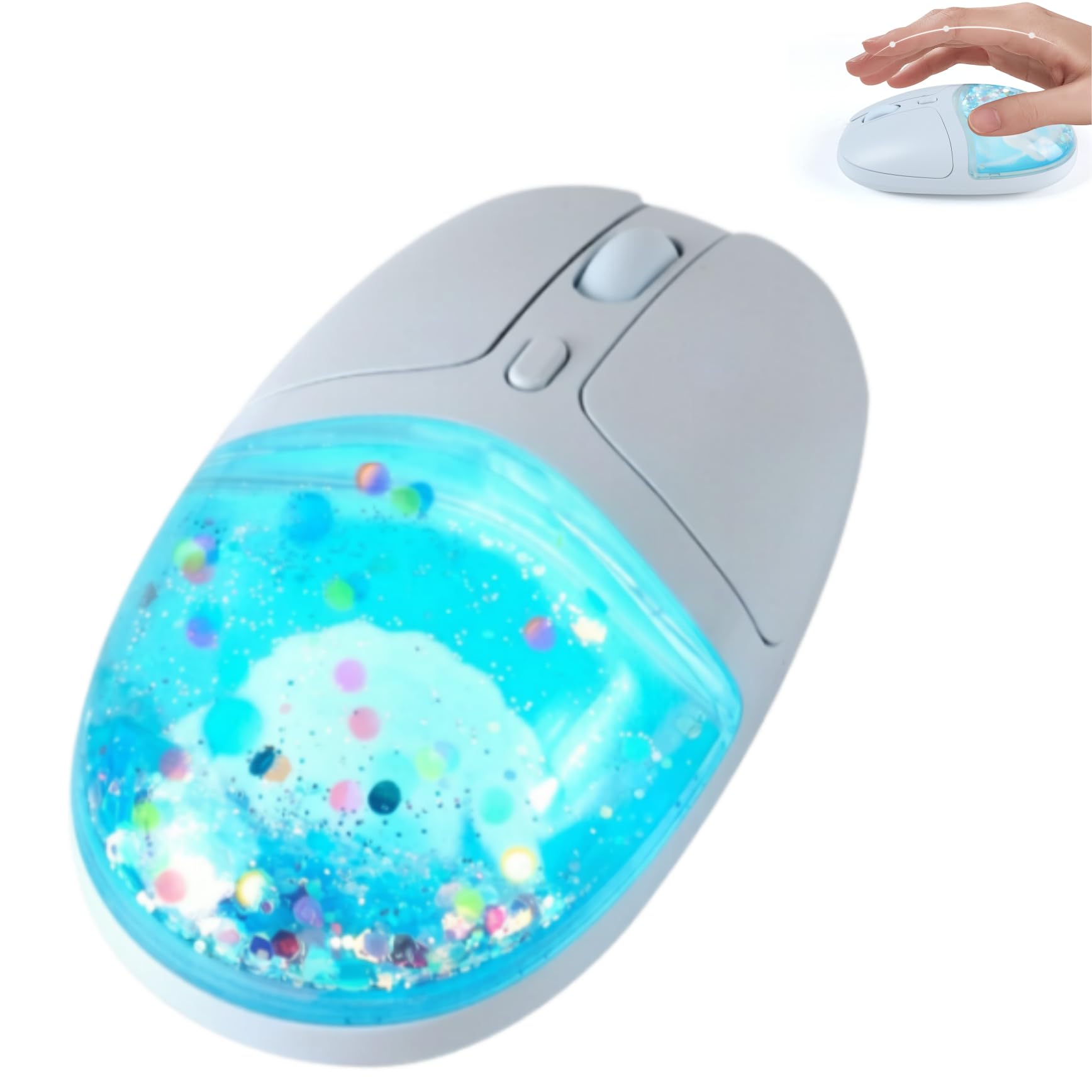 Bluetooth Wireless Mouse,Creative Floating Cartoon Dog Animal Mice,RGB Backlit Rechargeable Triple Mode(Dual Bluetooth+USB) Computer Silent Mouse with USB Receiver for Laptop/MacBook/iPad/PC-Blue-image-25