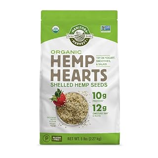 Manitoba Harvest Organic Hemp Seeds, 5 lb, 10g Plant Based Protein and 12g Omega 3 & 6 per Srv, smoothies, yogurt & salad, Non-GMO, Vegan, Keto, Paleo, Gluten Free - Amazon product rated Grade A