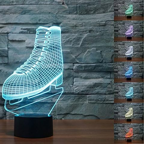SUPERNIUDB NHL ICE Skating Roller Skates 3D LED Night Light 7 Color Change LED Table Lamp Xmas Toy Gift Cover
