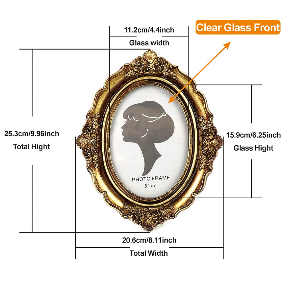 Tellyouwin 5x7 Vintage Oval Picture Frame, 5x7 Vintage Photo
