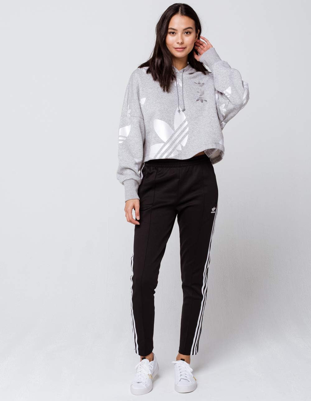 adidas Originals Women's Large Logo Cropped Hoodie Sweatshirt