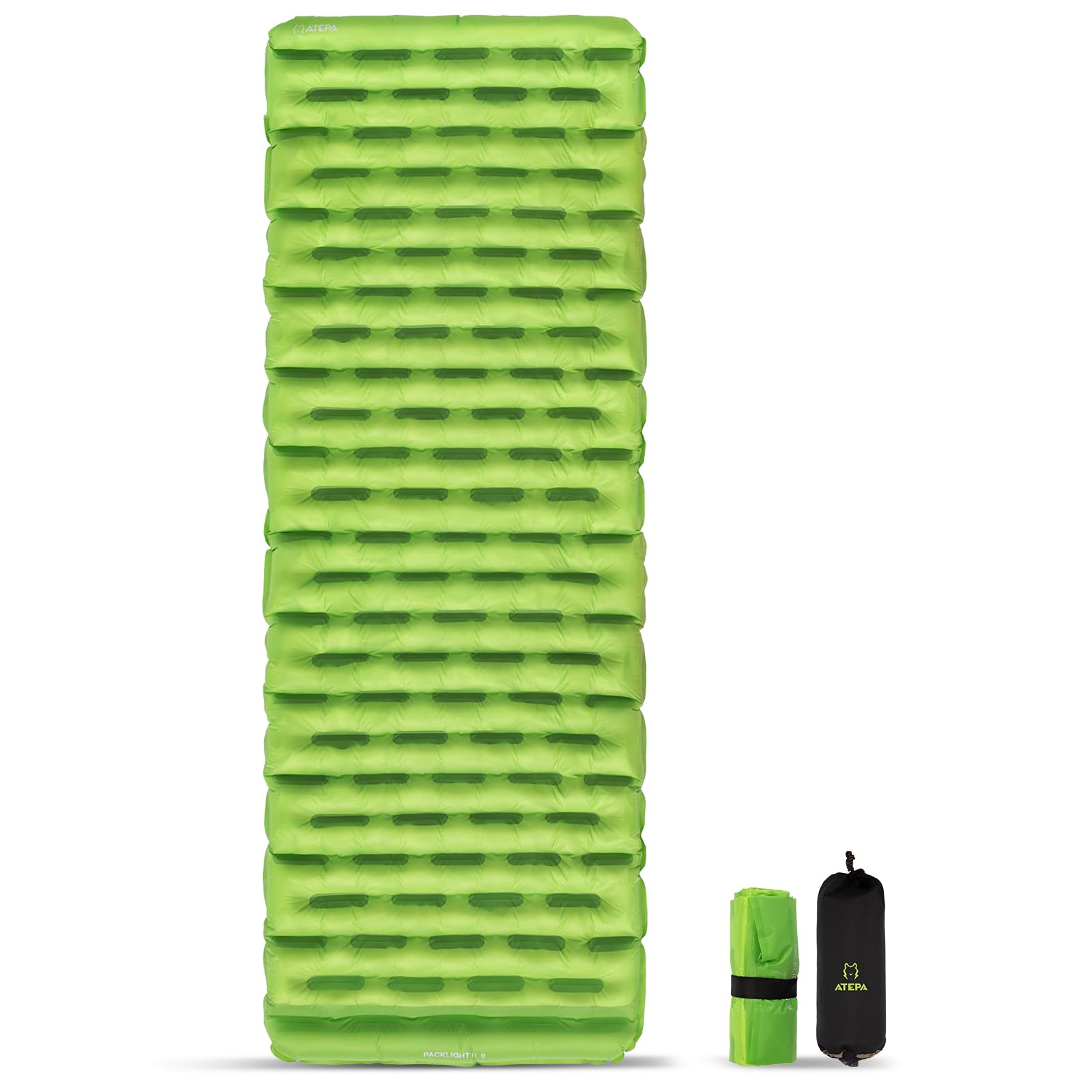 ATEPA ThermAir Backpacking Sleeping Pad, 6 R-Value Insulated Ultralight Inflatable Sleeping Pad Folding Camping Mattress with 7 Layers & Storage Bag for Camping Backpacking, Wide Long Size (72"x25")
