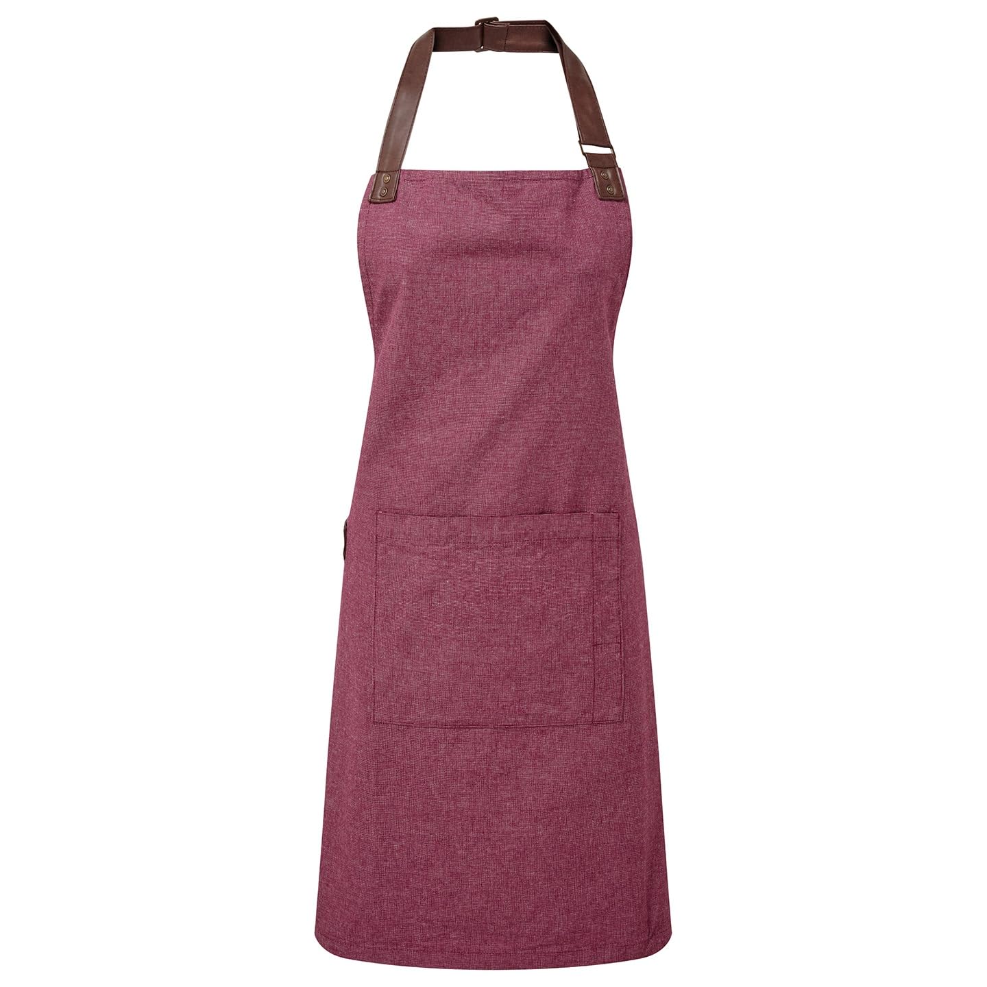 Premier Unisex Adult Annex Oxford Faux Leather Bibbed Full Apron (One Size) (Burgundy)