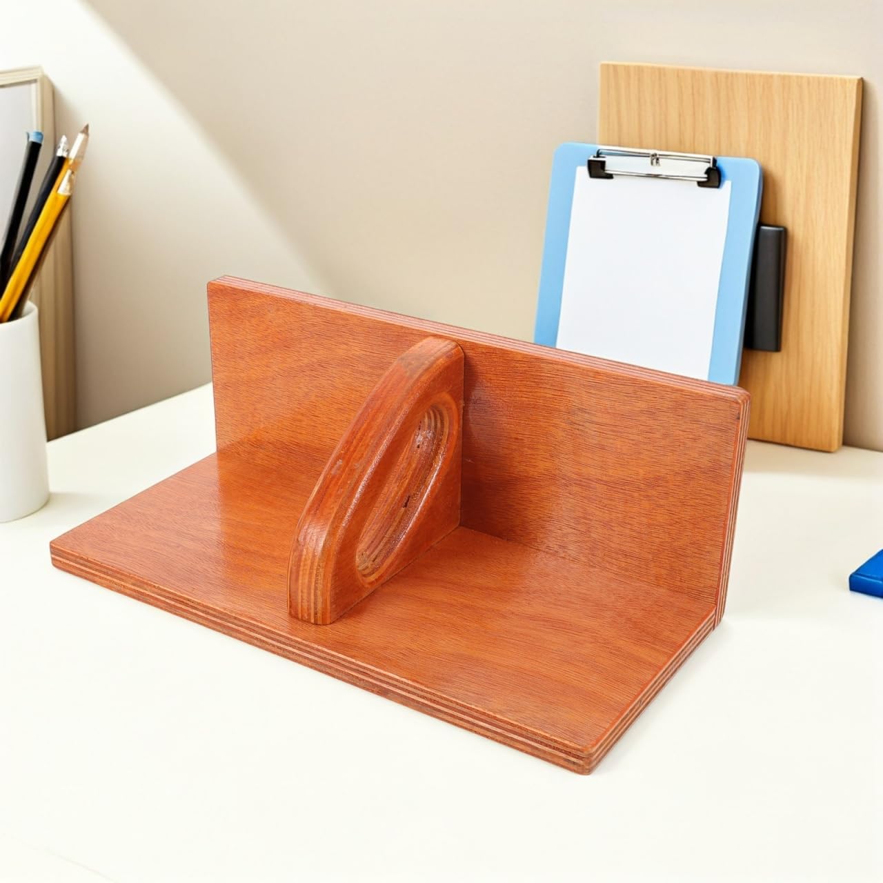 Homsfou Bloque De Empuje De Madera Para Cortadora De Papel Herramienta De Seguridad De Oficina Para Corte Preciso De CartóN Y Manualidades Empujador ErgonóMico Para Scrapbooking Y Corte Rotativo