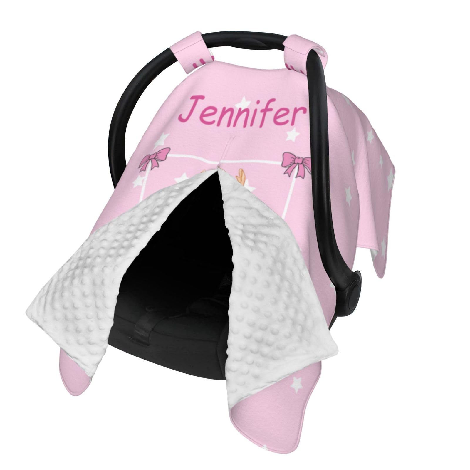 Personalized Baby Car Seat Canopy for Babies with Name, Custom Stroller Car Seat Covers for Girls, Minky Nursing Carseat Cover for Breastfeeding, Car Seat Canopies for Newborn (Dancing)