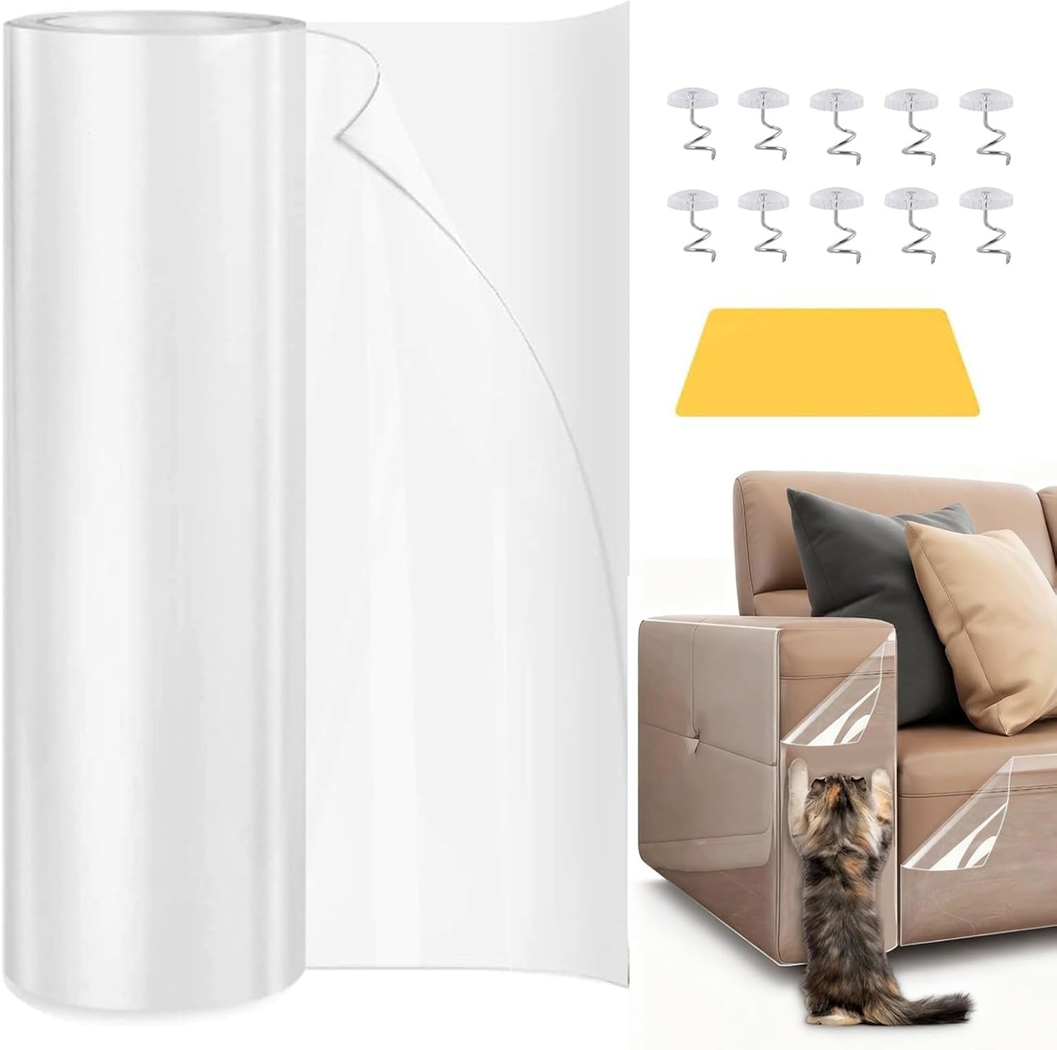Cat Anti Scratch Tape, Sofa Protector from Pets 20CM x 3M Cat Furniture Protector Tape Transparent Stop Cats Scratching Furniture Wear-Resistant for Carpet, Sofa, Couch (7.8″ x 118″)