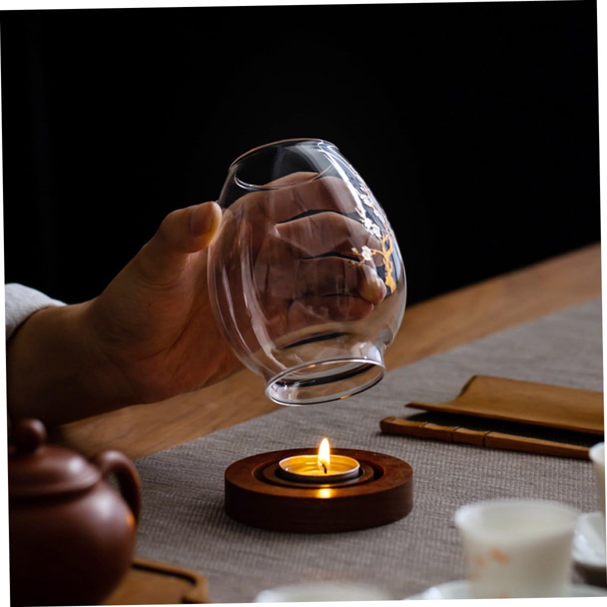 Decorative Glass Candle Cover with Flower Pattern Glass Candle Shade for Romantic Dinner and Home Décor
