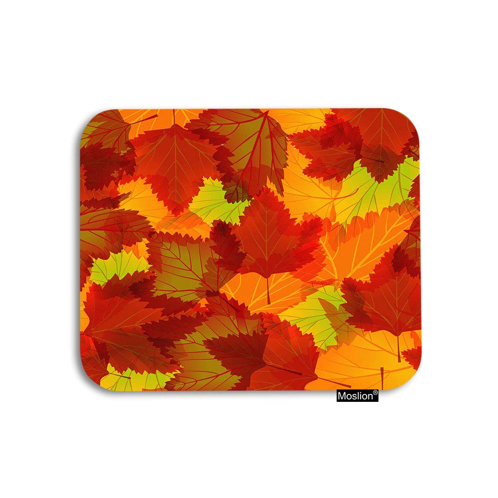 Moslion Maple Leaf Mouse Pad Fall Autumn Falling Leaves Maple Tree Gaming Mouse Pad Rubber Large Mousepad for Computer Desk Laptop Happy Father's Day 7.9x9.5 Inch Orange
