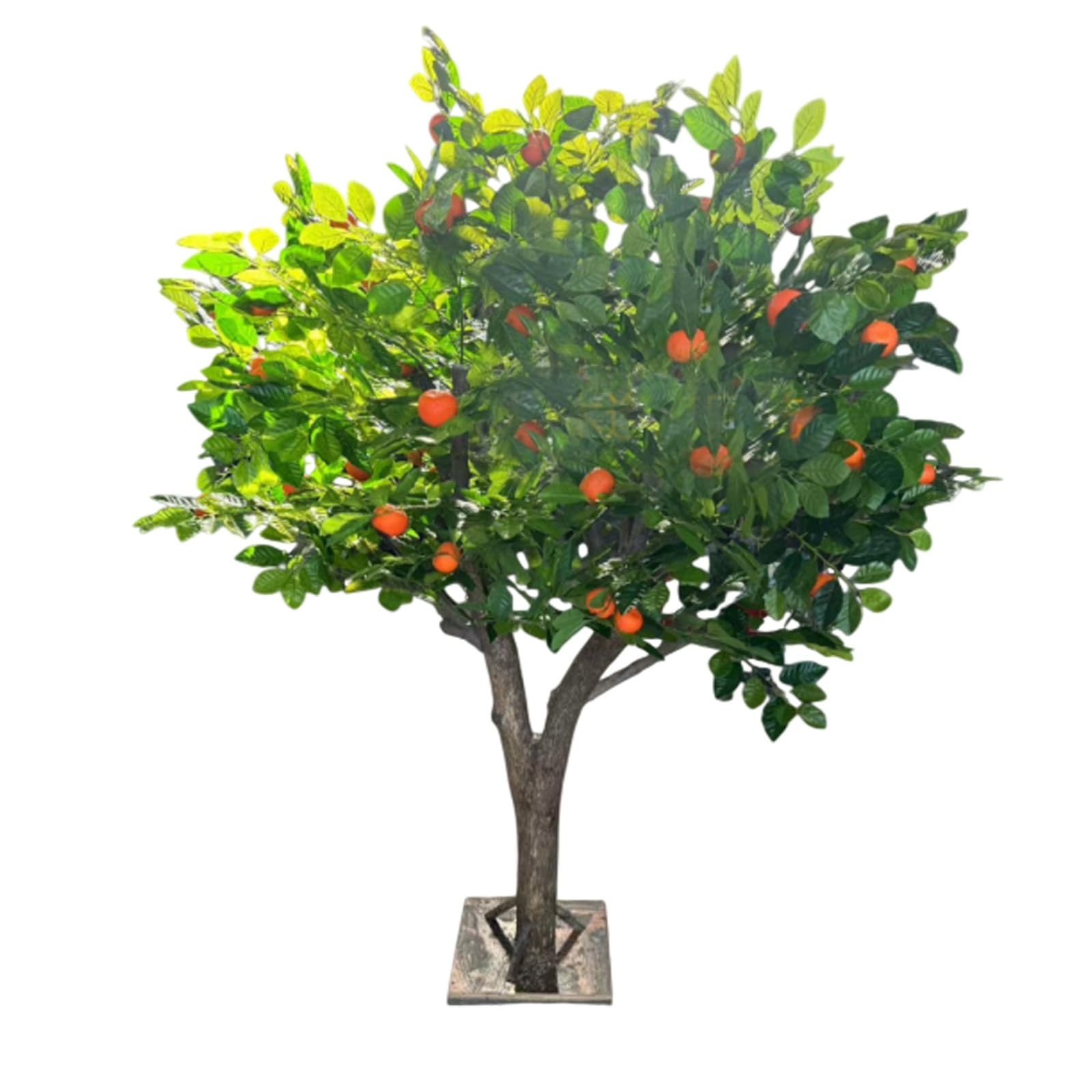 Large Artificial Orange Fruit Tree with Solid Wood Trunk, Artificial Orange Tree With Realistic Fruits, Indoor Home Hotel Mall Decorative(5x5m)