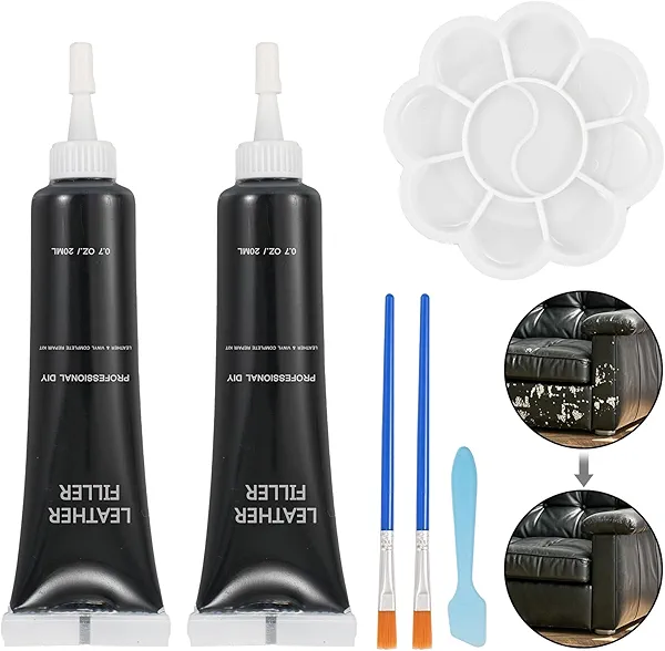 Kenbry Vinyl and Leather Repair Kit, Black Vinyl Repair kit for Car Interiors, Furniture, Couches,Shoes,Restore Leather Scratch, Tears & Burn Hole