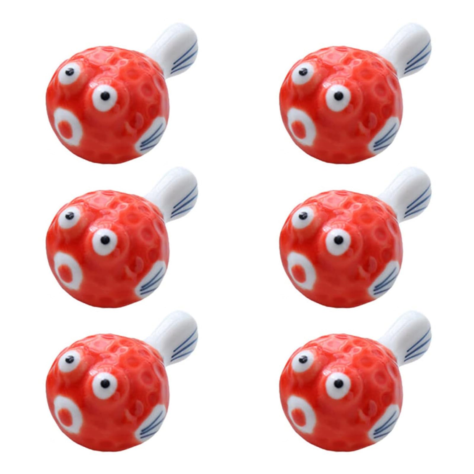 Jazuaiao 6 Pieces Cute Pufferfish Shaped Ceramic Chopstick Rests Spoon Fork Holder Ceramic Chopstick Holders for Kitchen Utensil Pufferfish Holder