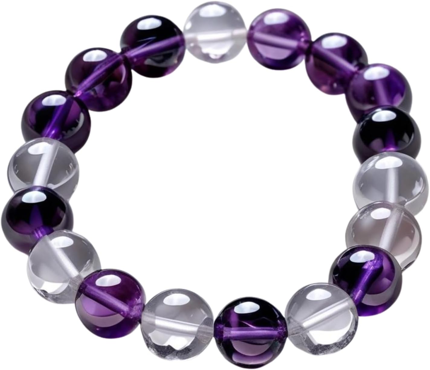 Amethyst & Clear Quartz Bracelet for Women & Men – Natural Healing Crystal Bead Stretch Bracelet, Energy Stone for Protection, Chakra Balance, Meditation, Manifestation & Spiritual Gift