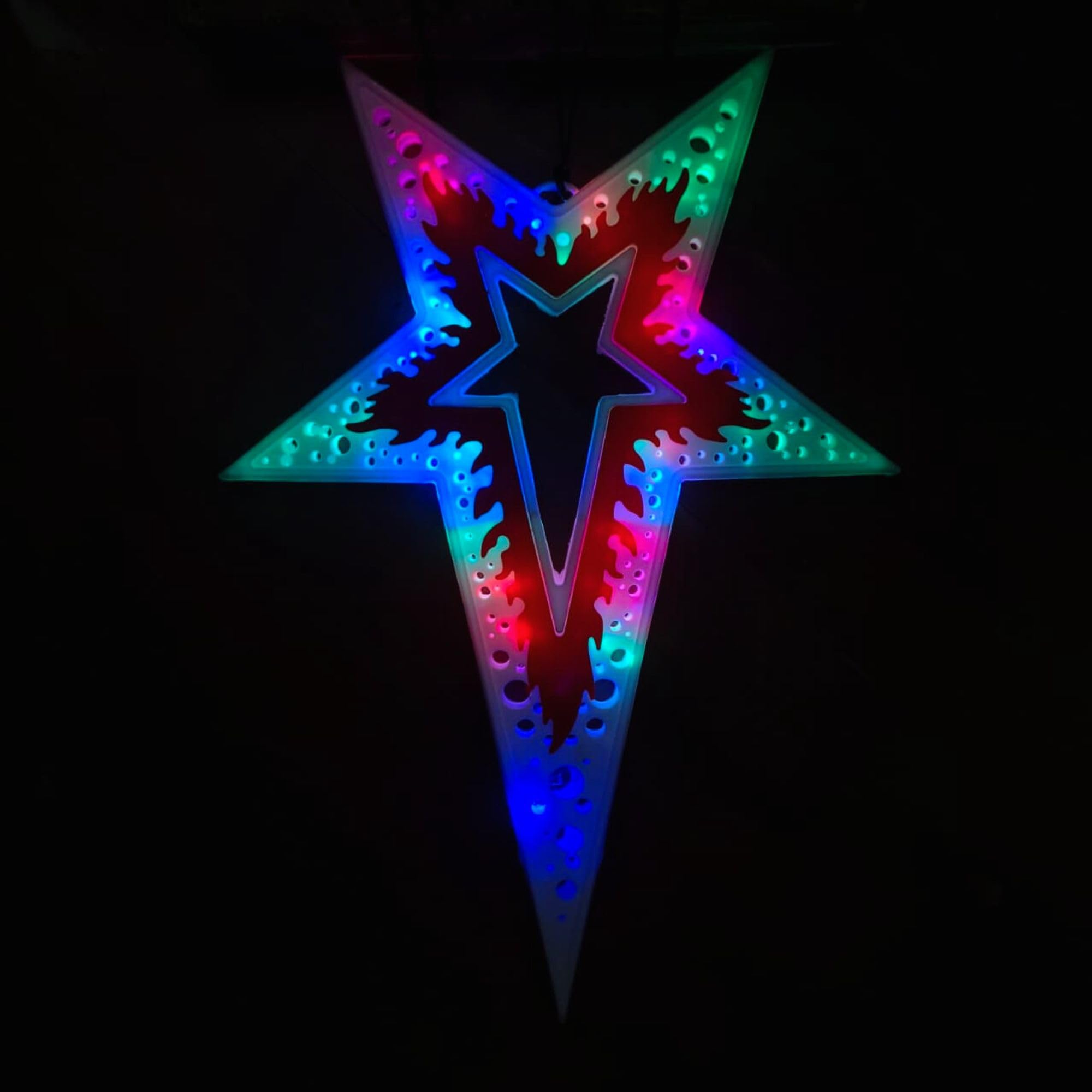 MatForest Multicolor Hanging LED Christmas Star Lights with 50+