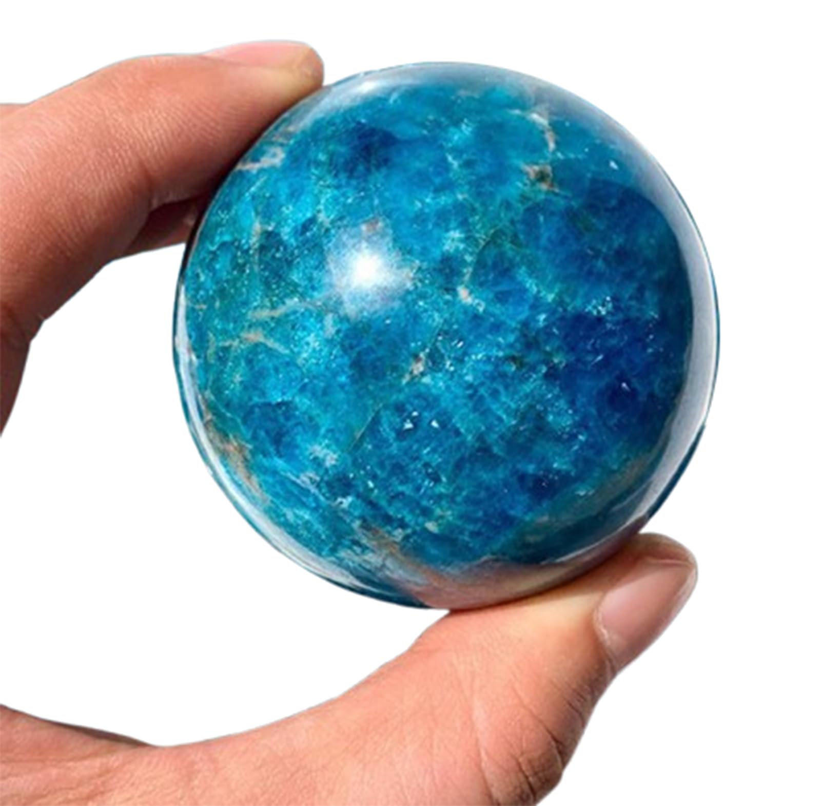 XWFNQSF Crystals Sphere Blue Apatite Quartz Ball Specimens Crystal Feng Shui Crystal Sphere for Home Office and Balancing,30~40mm