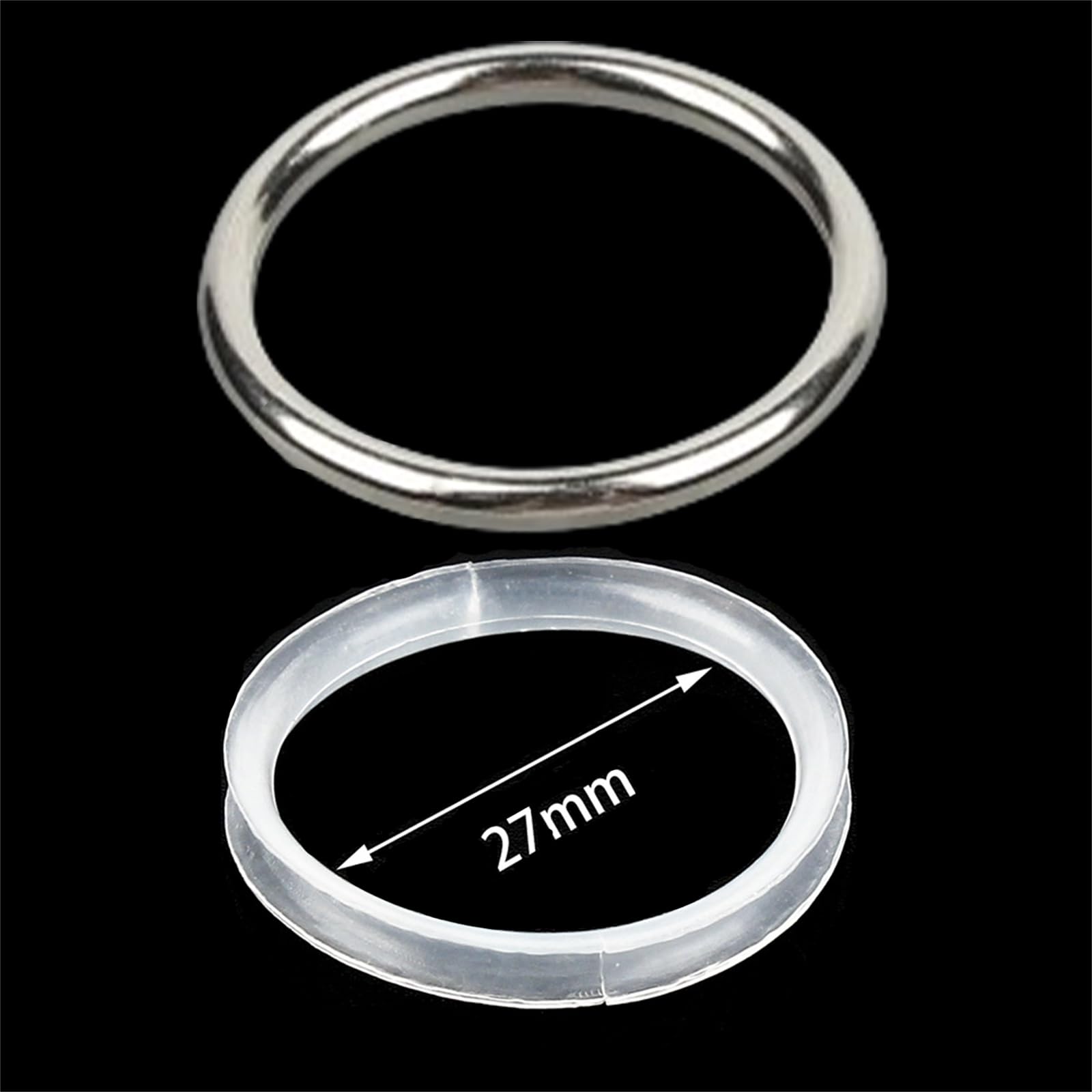 Jizxol Anello per tende nero, 40 pezzi in metallo e 40 pezzi in plastica, anelli per tende con ganci, per finestre, porte, tende doccia per binari, 30 mm di diametro interno. (Argento