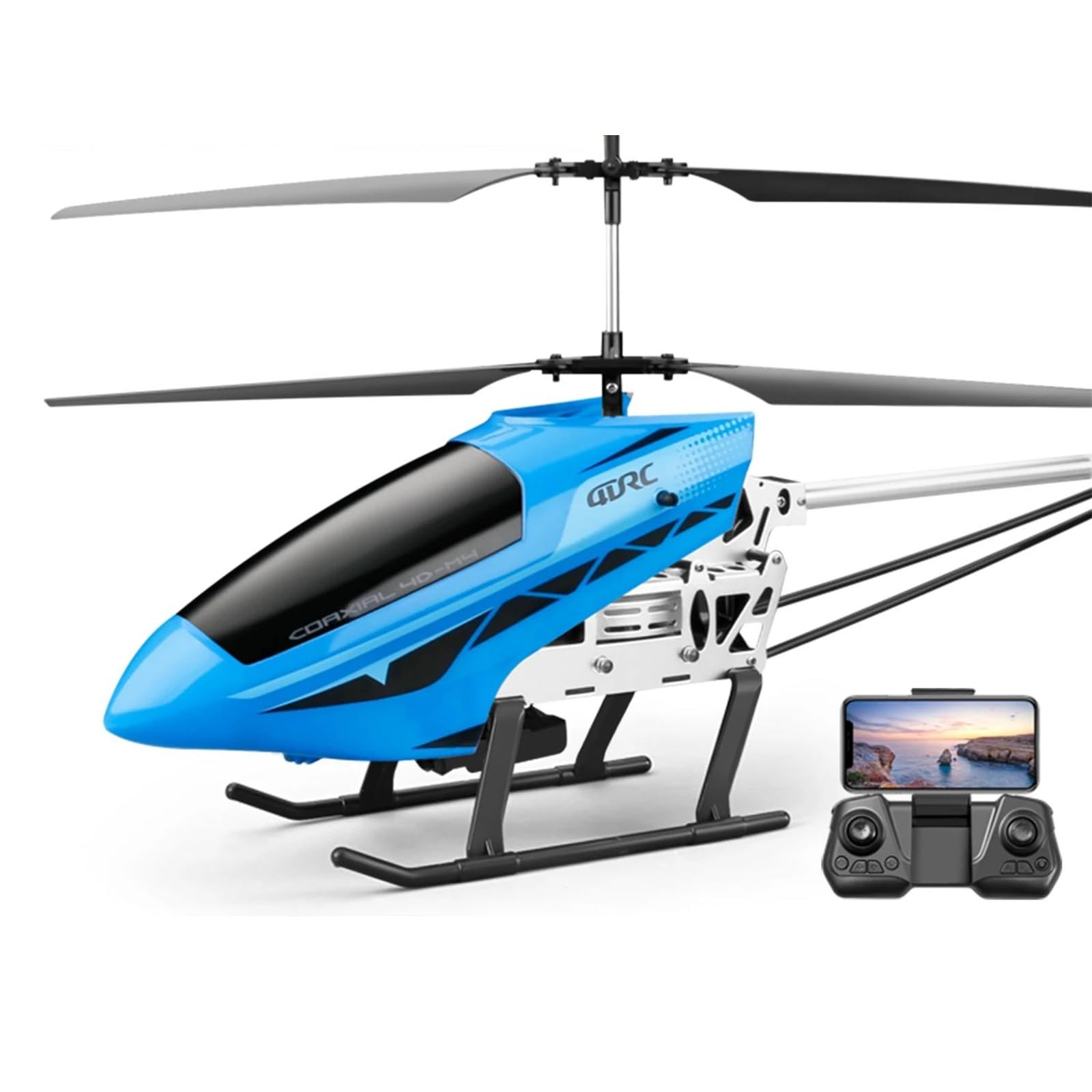 Duży, 50-centymetrowy, aluminiowy dron-helikopter zdalnie sterowany dla chłopców, 6-kanałowa kamera powietrzna, z pilotem, prezent dla dzieci w wieku 7-14 lat,A,dual battery