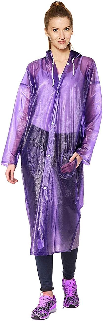 V4UWomen's Rain Coat Rain Poncho with with Hoods and Sleeves, One-Piece Raincoat 100% Waterproof Portable Travel Raincoat Traveling|Camping|Hiking|Traveling|Fishing (purpal Raincoat)
