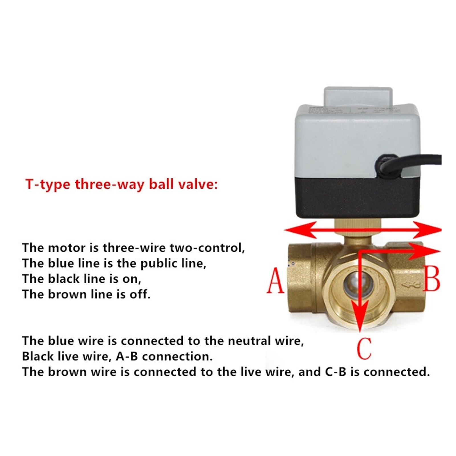 Válvula de bola eléctrica DN15 DN20 DN25 DN40 Actuador de válvula de bola eléctrica manual Tres cables Dos controles Dos vías Tres vías Rosca interna 3 vías Piezas de válvulas de apertura y cierre de