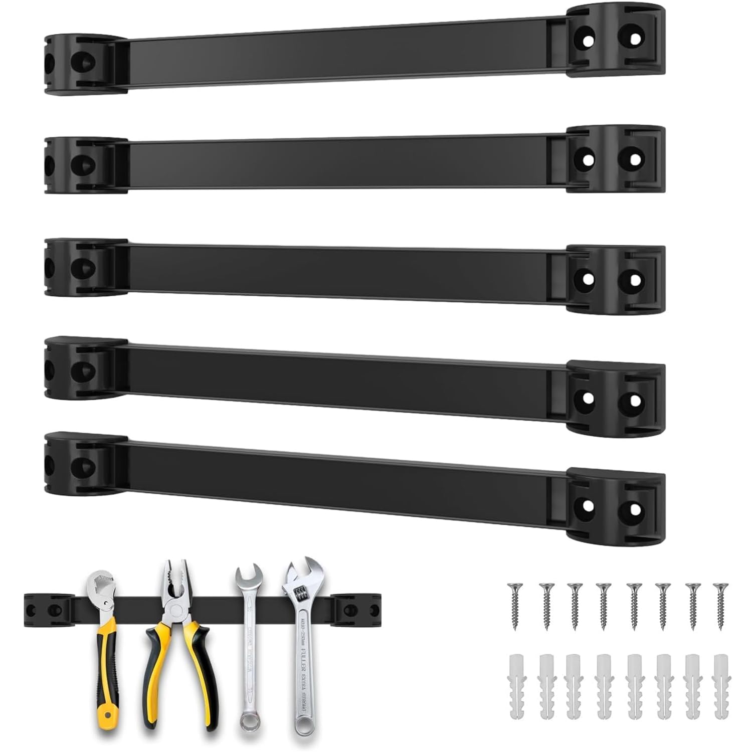 Portautensili magnetico da 30,5 cm, confezione da 5 pezzi, rivestito in PVC, resistente, per garage | Forte tenuta magnetica resistente alla ruggine, facile da installare, adatto per chiavi, martelli, pinze e cacciaviti