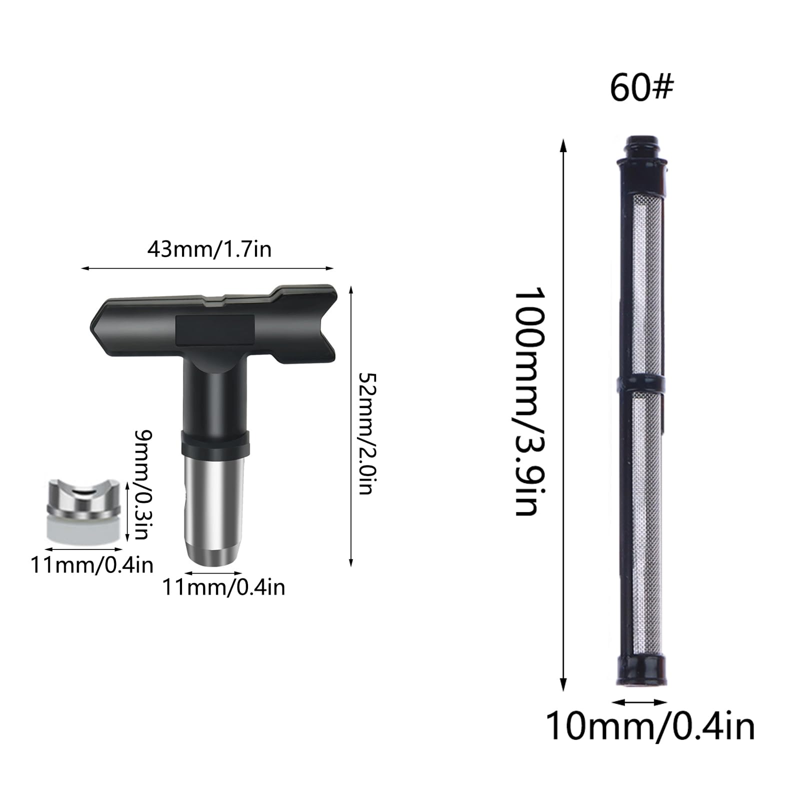 Ugello Airless con guarnizione a punta, punte spray reversibili, punte per ugelli per spruzzatori airless per sistemi di spruzzo di colore (modello: 623/415/517/313/211)