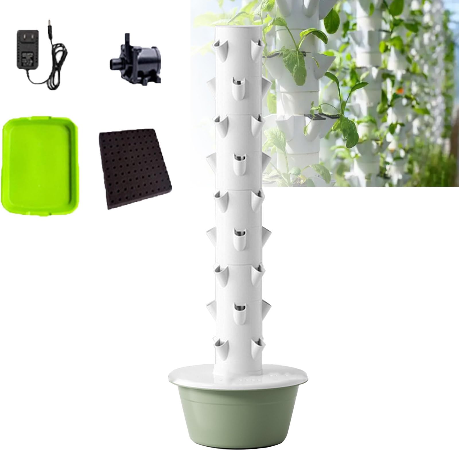 JJENXYYDS Hydroponics Growing System Kit Tower,Vertical Planter,Indoor Hydroponic Garden Herb Grow Kit,for Indoor Herbs, Fruits, Vegetables,With Lights,9Layers